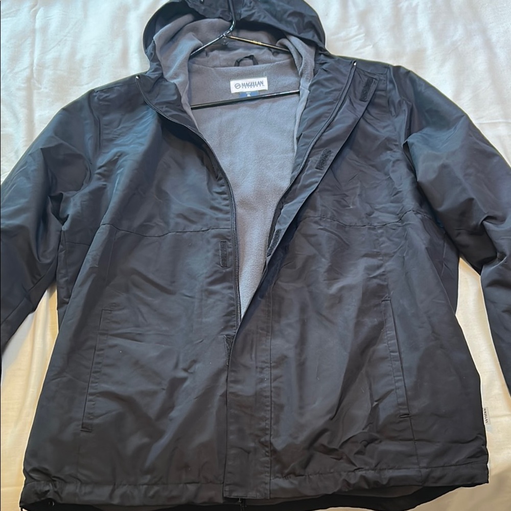 Magellan Outdoors Men's Charcoal Hooded Rain Jacket